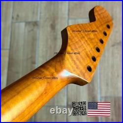Roasted Flame Maple Stainless Strat Guitar Neck Nitro Satin Fits Fender SM22BC Roasted Flame Maple Stainless Strat Guitar Neck Nitro Satin Fits Fender SM22BC