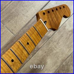 Roasted Flame Maple Stainless Strat Guitar Neck Nitro Satin Fits Fender SM22BK Roasted Flame Maple Stainless Strat Guitar Neck Nitro Satin Fits Fender SM22BK
