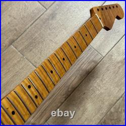 Roasted Flame Maple Stainless Strat Guitar Neck Nitro Satin Fits Fender SM22BK Roasted Flame Maple Stainless Strat Guitar Neck Nitro Satin Fits Fender SM22BK