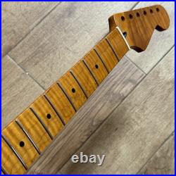 Roasted Flame Maple Stainless Strat Guitar Neck Nitro Satin Fits Fender SM22BK Roasted Flame Maple Stainless Strat Guitar Neck Nitro Satin Fits Fender SM22BK