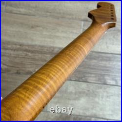 Roasted Flame Maple Stainless Strat Guitar Neck Nitro Satin Fits Fender SM22BK Roasted Flame Maple Stainless Strat Guitar Neck Nitro Satin Fits Fender SM22BK