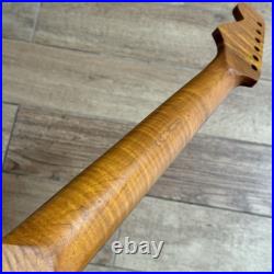 Roasted Flame Maple Stainless Strat Guitar Neck Nitro Satin Fits Fender SM22BK Roasted Flame Maple Stainless Strat Guitar Neck Nitro Satin Fits Fender SM22BK