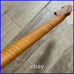 Roasted Flame Maple Stainless Strat Guitar Neck Nitro Satin Fits Fender SM22BK Roasted Flame Maple Stainless Strat Guitar Neck Nitro Satin Fits Fender SM22BK