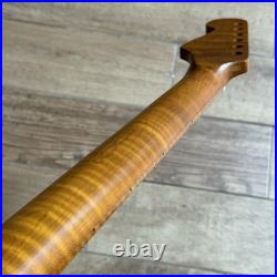 Roasted Flame Maple Stainless Strat Guitar Neck Nitro Satin Fits Fender SM22BK Roasted Flame Maple Stainless Strat Guitar Neck Nitro Satin Fits Fender SM22BK