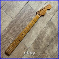 Roasted Flame Maple Stainless Strat Guitar Neck Nitro Satin Fits Fender SM22BK Roasted Flame Maple Stainless Strat Guitar Neck Nitro Satin Fits Fender SM22BK