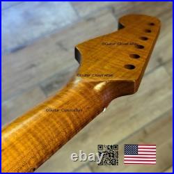 Roasted Flame Maple Stainless Strat Guitar Neck Nitro Satin Fits Fender SM22BL
