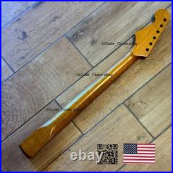 Roasted Flame Maple Stainless Strat Guitar Neck Nitro Satin Fits Fender SM22BL