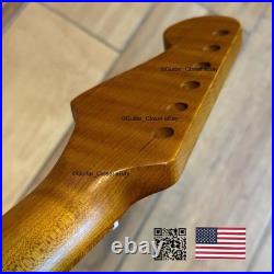 Roasted Flame Maple Stainless Strat Guitar Neck Nitro Satin Fits Fender SM22BN
