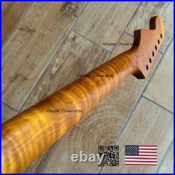 Roasted Flame Maple Stainless Strat Guitar Neck Nitro Satin Fits Fender SM22BR Roasted Flame Maple Stainless Strat Guitar Neck Nitro Satin Fits Fender SM22BR