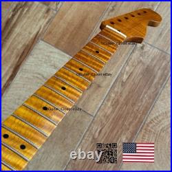 Roasted Flame Maple Stainless Strat Guitar Neck Nitro Satin Fits Fender SM22BR Roasted Flame Maple Stainless Strat Guitar Neck Nitro Satin Fits Fender SM22BR
