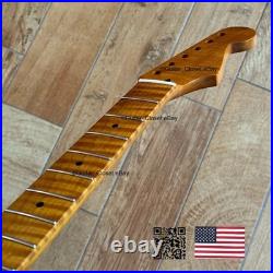 Roasted Flame Maple Stainless Strat Guitar Neck Nitro Satin Fits Fender SM22BR Roasted Flame Maple Stainless Strat Guitar Neck Nitro Satin Fits Fender SM22BR