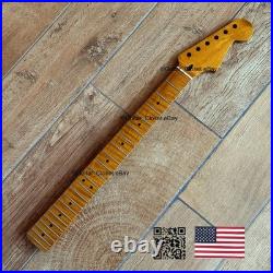 Roasted Flame Maple Stainless Strat Guitar Neck Nitro Satin Fits Fender SM22BR Roasted Flame Maple Stainless Strat Guitar Neck Nitro Satin Fits Fender SM22BR