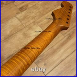 Roasted Flame Maple Stainless Strat Guitar Neck Nitro Satin Fits Fender SM22BT Roasted Flame Maple Stainless Strat Guitar Neck Nitro Satin Fits Fender SM22BT
