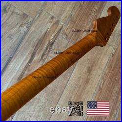 Roasted Flame Maple Stainless Strat Guitar Neck Nitro Satin Fits Fender SM22C Roasted Flame Maple Stainless Strat Guitar Neck Nitro Satin Fits Fender SM22C