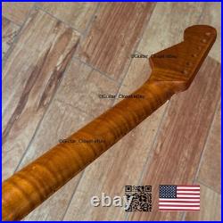 Roasted Flame Maple Stainless Strat Guitar Neck Nitro Satin Fits Fender SM22C Roasted Flame Maple Stainless Strat Guitar Neck Nitro Satin Fits Fender SM22C