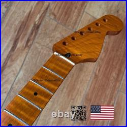 Roasted Flame Maple Stainless Strat Guitar Neck Nitro Satin Fits Fender SM22C Roasted Flame Maple Stainless Strat Guitar Neck Nitro Satin Fits Fender SM22C