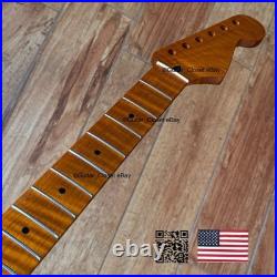 Roasted Flame Maple Stainless Strat Guitar Neck Nitro Satin Fits Fender SM22C Roasted Flame Maple Stainless Strat Guitar Neck Nitro Satin Fits Fender SM22C