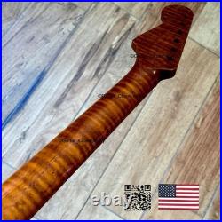 Roasted Flame Maple Stainless Strat Guitar Neck Nitro Satin Fits Fender SM22D Roasted Flame Maple Stainless Strat Guitar Neck Nitro Satin Fits Fender SM22D