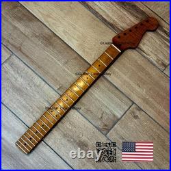 Roasted Flame Maple Stainless Strat Guitar Neck Nitro Satin Fits Fender SM22D Roasted Flame Maple Stainless Strat Guitar Neck Nitro Satin Fits Fender SM22D