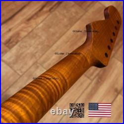 Roasted Flame Maple Stainless Strat Guitar Neck Nitro Satin Fits Fender SM22G