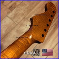 Roasted Flame Maple Stainless Strat Guitar Neck Nitro Satin Fits Fender SM22G