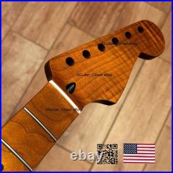 Roasted Flame Maple Stainless Strat Guitar Neck Nitro Satin Fits Fender SM22G