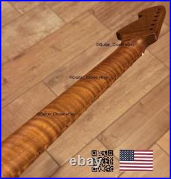 Roasted Flame Maple Strat Guitar Neck Nitro Satin Fits Fender Warmoth Body SM22C