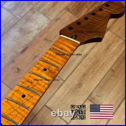 Roasted Flame Maple Strat Guitar Neck Nitro Satin Fits Fender Warmoth Body SM2E