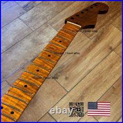 Roasted Flame Maple Strat Guitar Neck Nitro Satin Fits Fender Warmoth Body SM2E