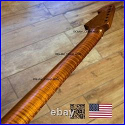 Roasted Flame Maple Strat Guitar Neck Nitro Satin Fits Fender Warmoth Body SM2E
