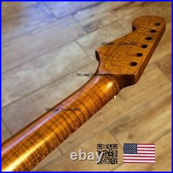 Roasted Flame Maple Strat Guitar Neck Nitro Satin Fits Fender Warmoth Body SM2E