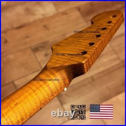 Roasted Flame Maple Strat Guitar Neck Nitro Satin Fits Fender Warmoth Body SM2F