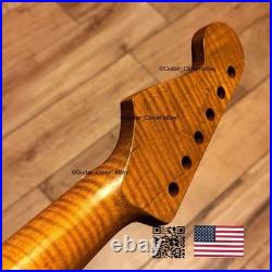 Roasted Flame Maple Strat Guitar Neck Nitro Satin Fits Fender Warmoth Body SM2F