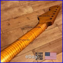 Roasted Flame Maple Strat Guitar Neck Nitro Satin Fits Fender Warmoth Body SM2F