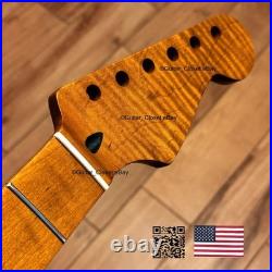Roasted Flame Maple Strat Guitar Neck Nitro Satin Fits Fender Warmoth Body SM2F