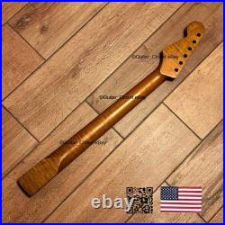 Roasted Flame Maple Strat Guitar Neck Nitro Satin Fits Fender Warmoth Body SM2F