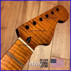 Roasted Flame Maple Strat Guitar Neck Satin Fits Fender & Warmoth Body SM2A