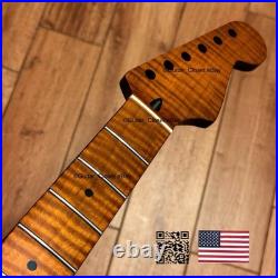 Roasted Flame Maple Strat Guitar Neck Satin Fits Fender & Warmoth Body SM2A