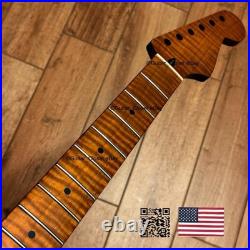 Roasted Flame Maple Strat Guitar Neck Satin Fits Fender & Warmoth Body SM2A