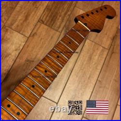 Roasted Flame Maple Strat Guitar Neck Satin Fits Fender & Warmoth Body SM2A