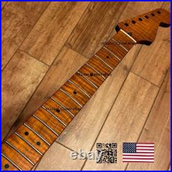 Roasted Flame Maple Strat Guitar Neck Satin Fits Fender & Warmoth Body SM2A