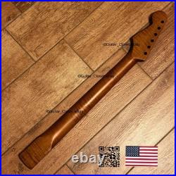 Roasted Flame Maple Strat Guitar Neck Satin Fits Fender & Warmoth Body SM2A