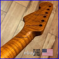 Roasted Flame Maple Strat Guitar Neck Satin Fits Fender & Warmoth Body SM2B