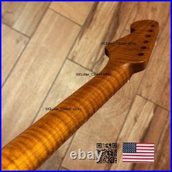 Roasted Flame Maple Strat Guitar Neck Satin Fits Fender & Warmoth Body SM2B
