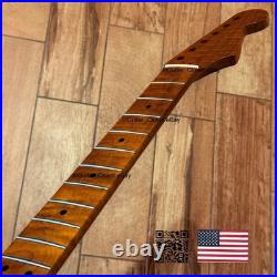 Roasted Flame Maple Strat Guitar Neck Satin Fits Fender & Warmoth Body SM2B