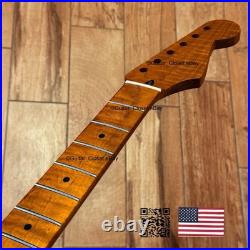 Roasted Flame Maple Strat Guitar Neck Satin Fits Fender & Warmoth Body SM2B