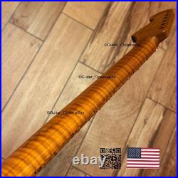 Roasted Flame Maple Strat Guitar Neck Satin Fits Fender & Warmoth Body SM2B