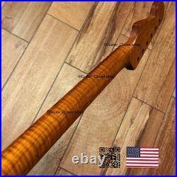 Roasted Flame Maple Strat Guitar Neck Satin Fits Fender & Warmoth Body SM2B