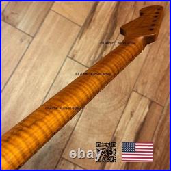 Roasted Flame Maple Strat Guitar Neck Satin Fits Fender & Warmoth Body SM2B