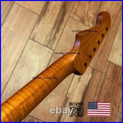 Roasted Flame Maple Strat Guitar Neck Satin Fits Fender & Warmoth Body SM2B